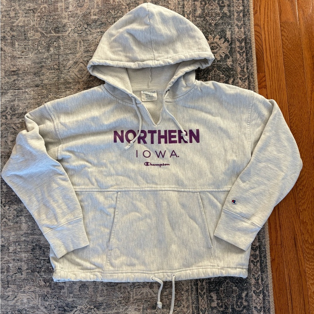 Champion Reverse Weave Northern Iowa UNI cropped waist cinch sweatshirt size M